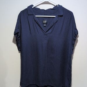 GAP Navy Short-Sleeve V-Neck Tunic Top